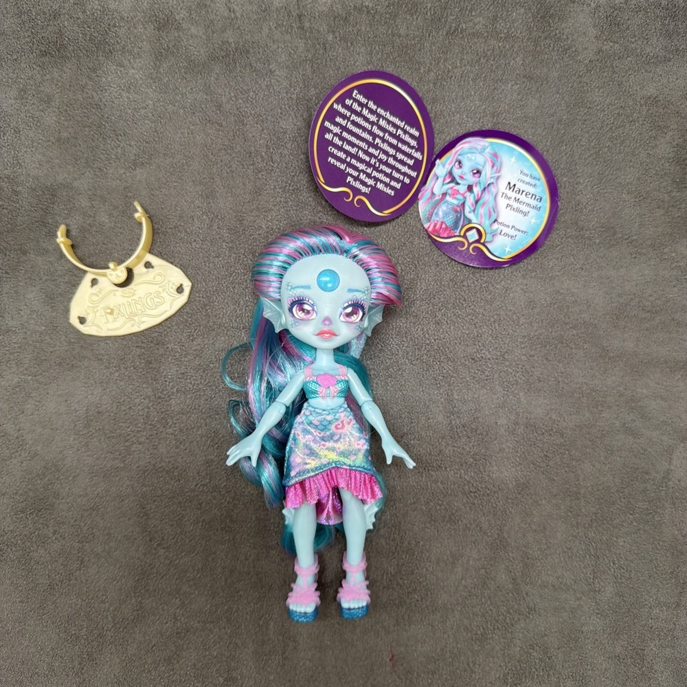 Magic Mixies Pixlings Marina The Mermaid Doll With Stand